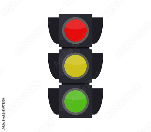 a traffic light has three green and one red lights on it