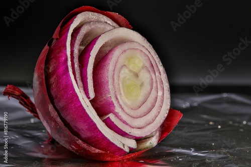 Chopped onion, ready to be used in a variety of culinary dishes photo