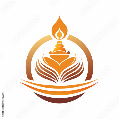 A minimalist Buddhist logo vector art illustration