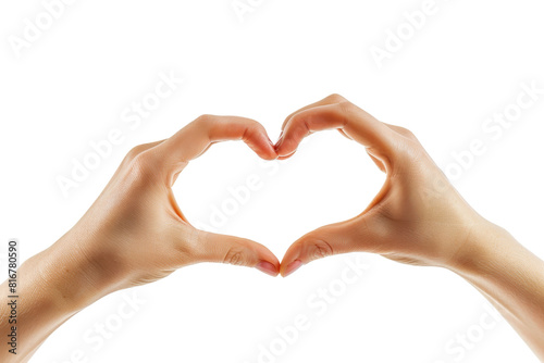 Two hands forming a heart shape on a transparent background. Concept of love and affection