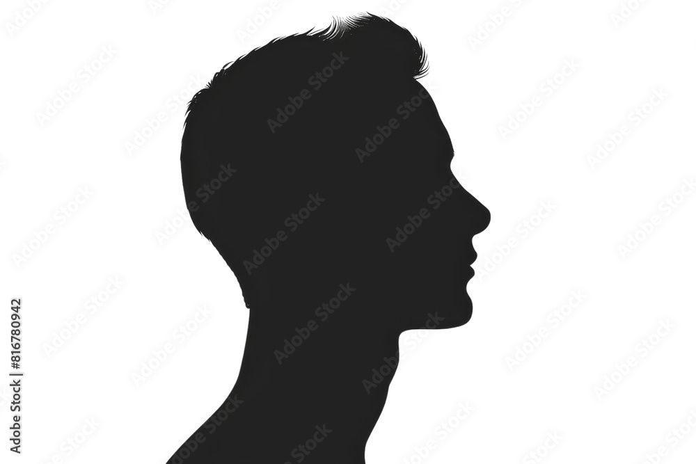 A man's head is shown in black. The image is of a man's head and neck, with no hair visible A man's head is shown in black. The image is of a man's head and neck, with no hair visible