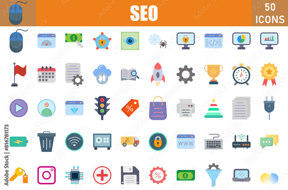 SEO Icons Set. Editable Stroke. Pixel Perfect