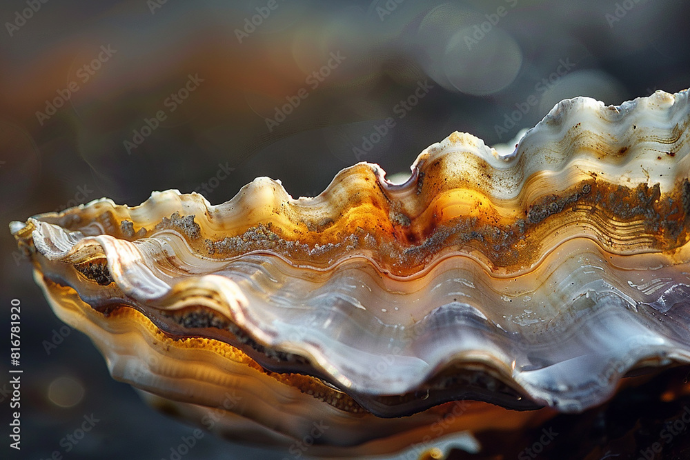 A shell with a brown and white pattern is shown in the image A shell with a brown and white pattern is shown in the image