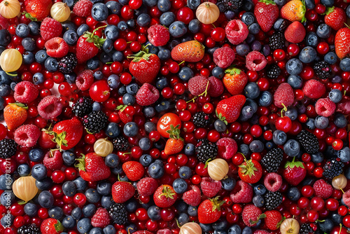 A close up of a variety of berries including blueberries, raspberries © BetterPhoto