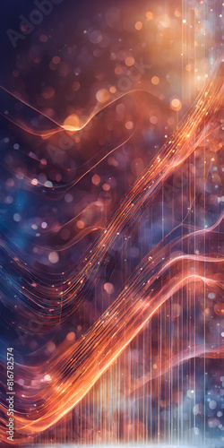An abstract composition featuring financial technology elements with soft-focused bokeh and selective elements