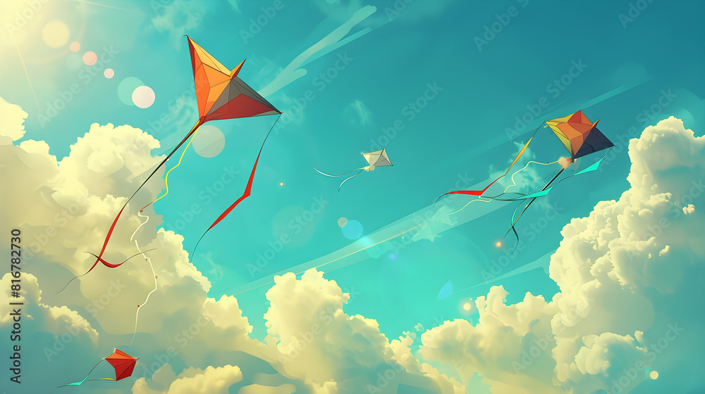 Kites in the Blue Sky