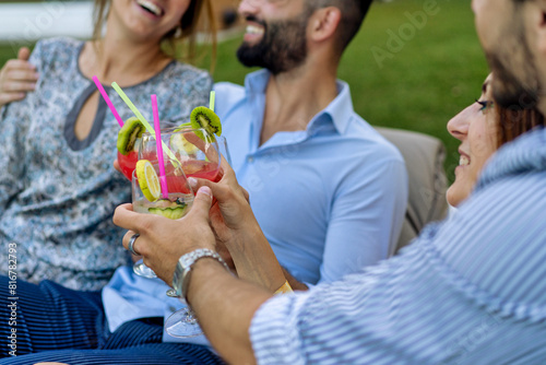 Friends Enjoying Cocktails - Casual Outdoor Gathering