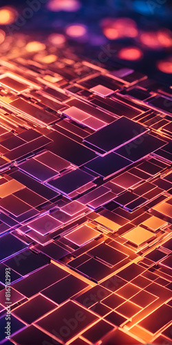 An abstract composition featuring financial technology elements with soft-focused bokeh and selective elements
