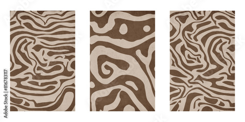 Set of 3 Abstract illustration in vintage style. For use in graphics, for wall decor. .