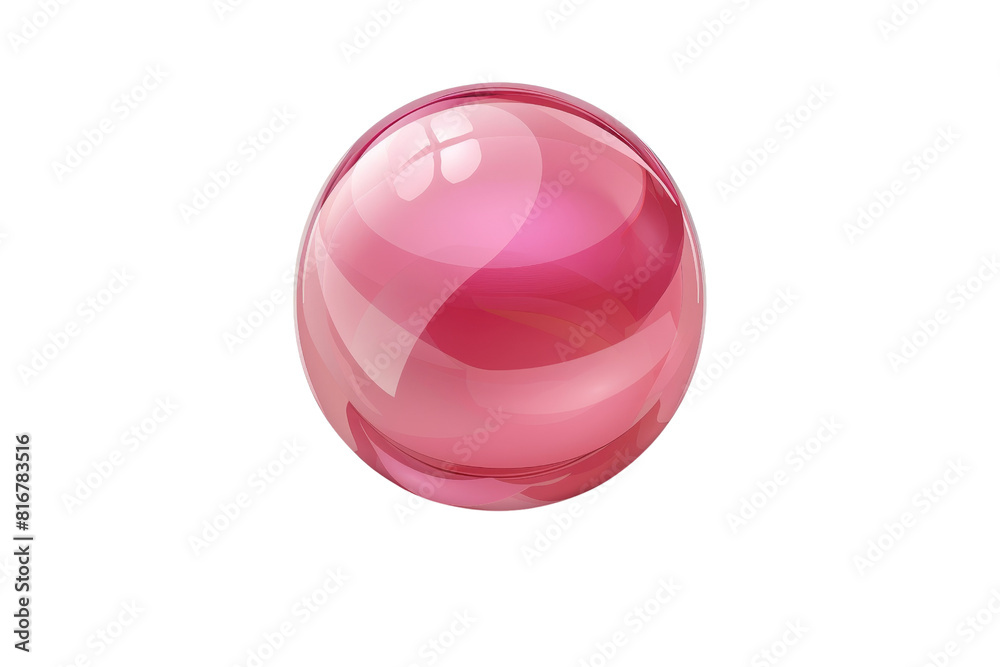 A pink ball with a shiny surface. The ball is round and has a reflective surface. It is placed on a white background A pink ball with a shiny surface. The ball is round and has a reflective surface. It is placed on a white background