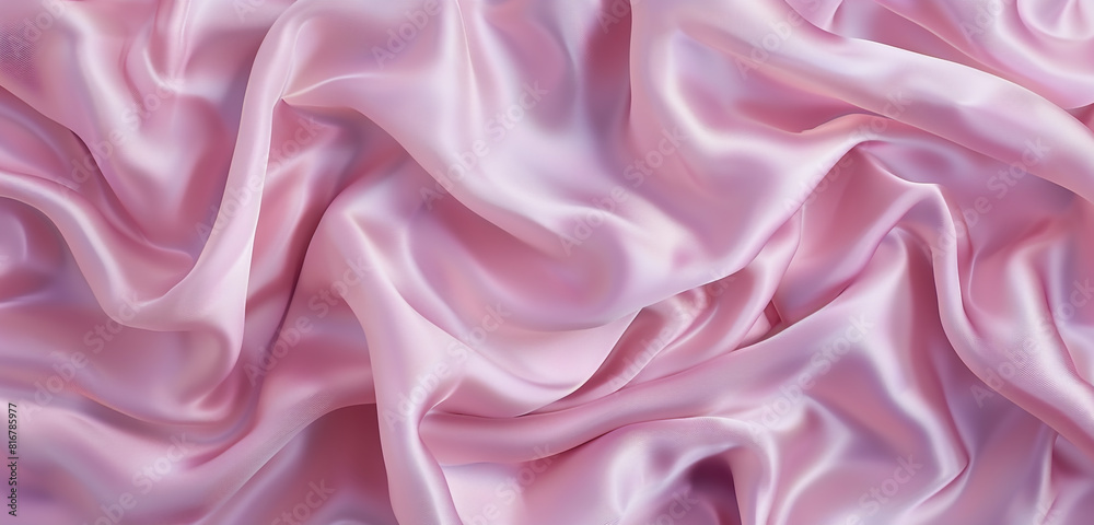 Obraz premium Pale pink wrinkled fabric in widescreen display.