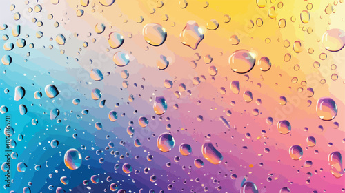 Realistic water drops. Horizontal mock up on colorful