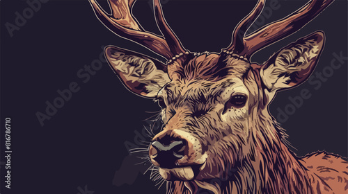 Closeup deer rusa Vector style vector design illustration photo