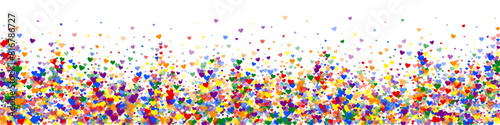 Rainbow colored scattered hearts. LGBT valentine
