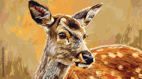 Closeup deer rusa Vector style vector design illustration photo