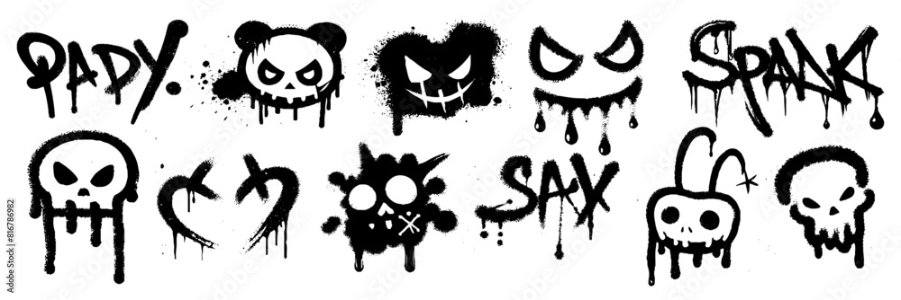 Obraz premium spray paint set. graffiti elements with grunge texture