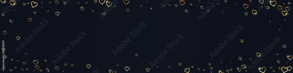 Gold hearts scattered on black background. Gold hearts scattered on black background.