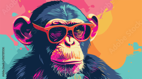 Cool monkey wearing glasses vector head Vector style