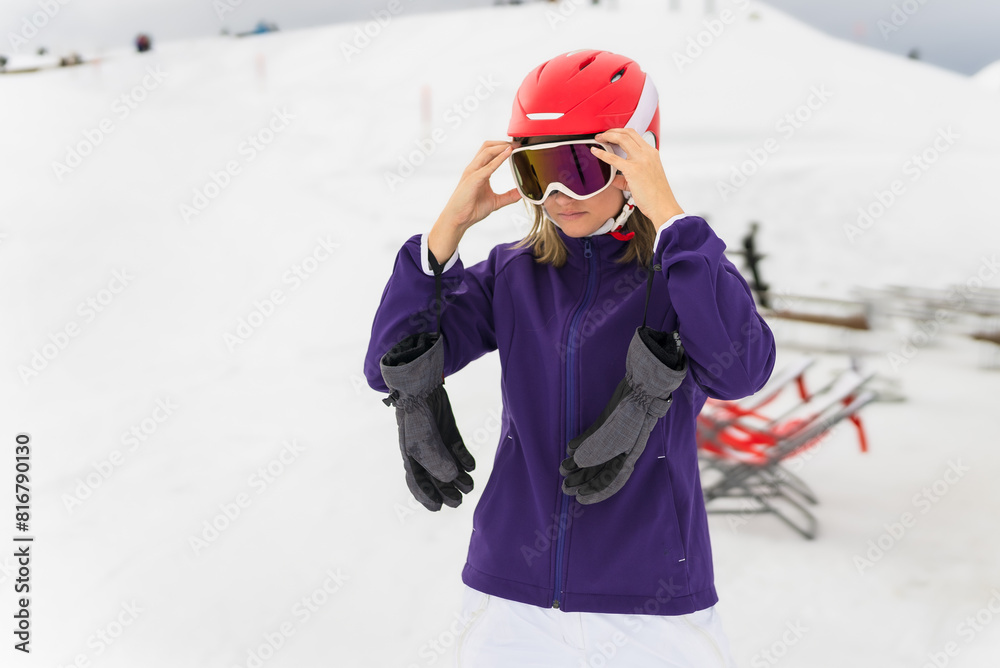 Cute Girl Getting Serious for Skiing Cute Girl Getting Serious for Skiing