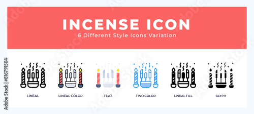 Incense pack of icons. vector illustration.