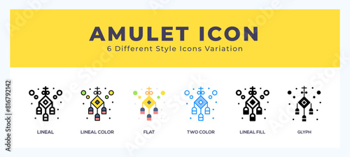 Amulet icons set of simple vector illustration.