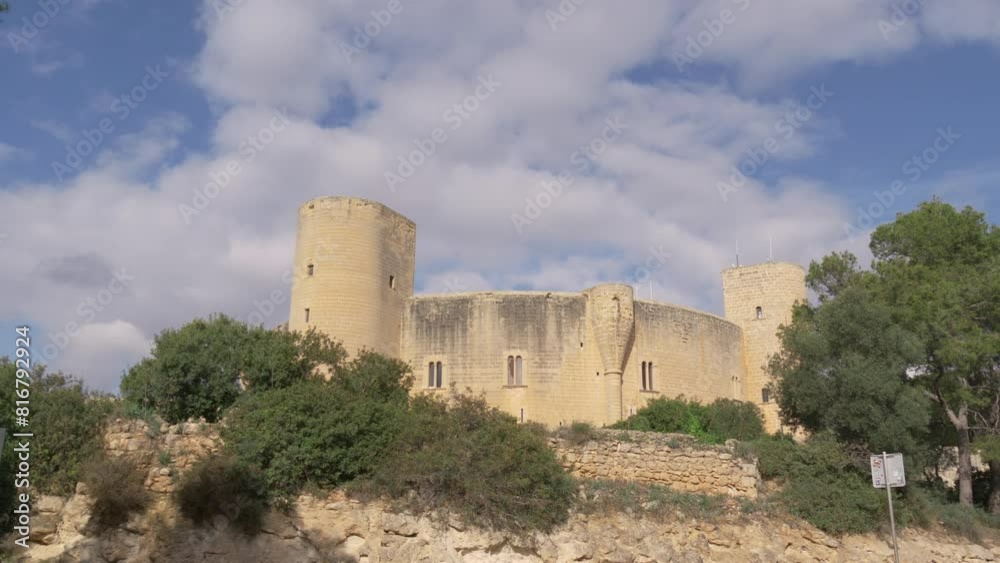 Approach travelling to the Bellver Castle. Sunny day in Palma de Mallorca. Spain Approach travelling to the Bellver Castle. Sunny day in Palma de Mallorca. Spain