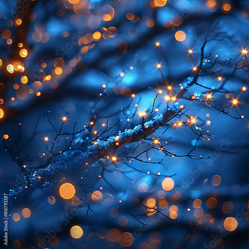 Fondo de pantalla Luces y estrellas azules borrosas inverno  photo