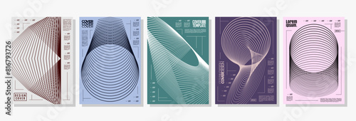 Modern technology motion stripe line abstract cover set