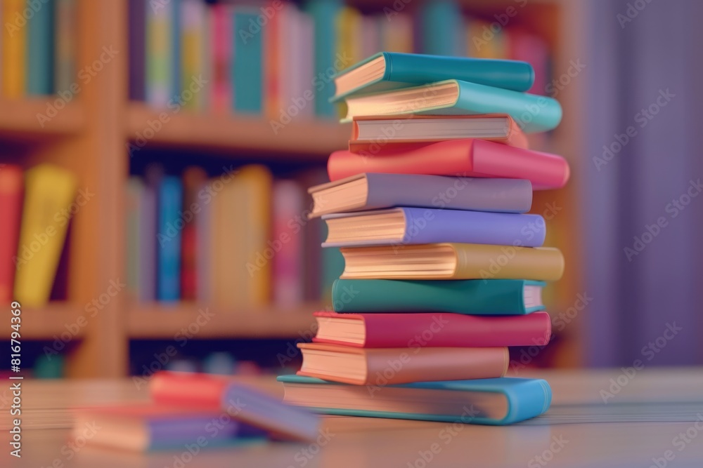 A stack of books on a table, perfect for educational and academic concepts A stack of books on a table, perfect for educational and academic concepts