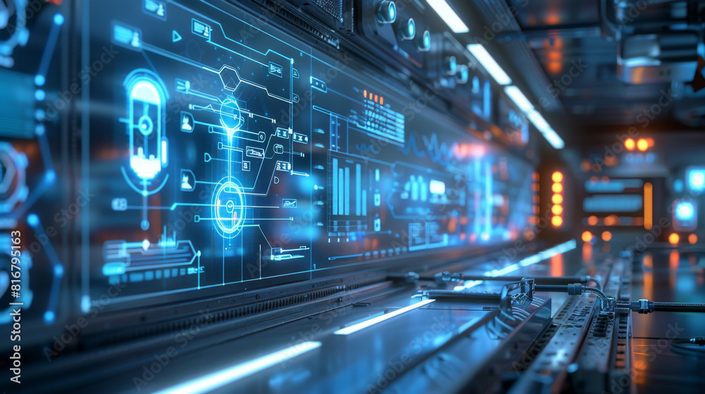 Fototapeta premium Innovative fuel cell display showing clean energy with technical diagrams.