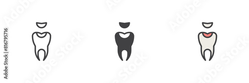 Dental fillings different style icon set