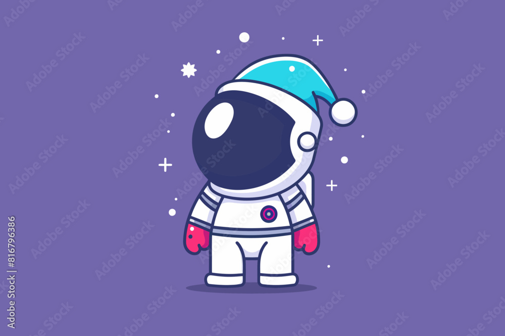 an astronaut in a space suit with a santa hat