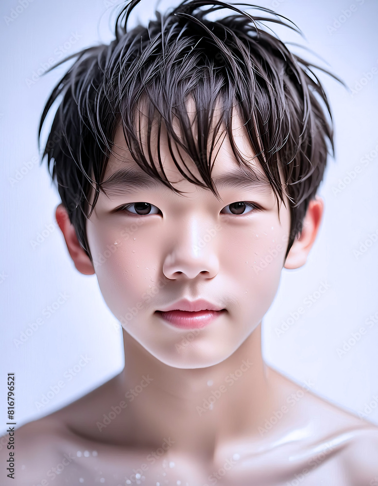 Close-up shot of a handsome Japanese teenager Close-up shot of a handsome Japanese teenager