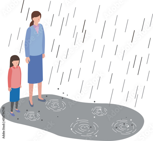 将来が不安な母子家庭のイメージイラスト