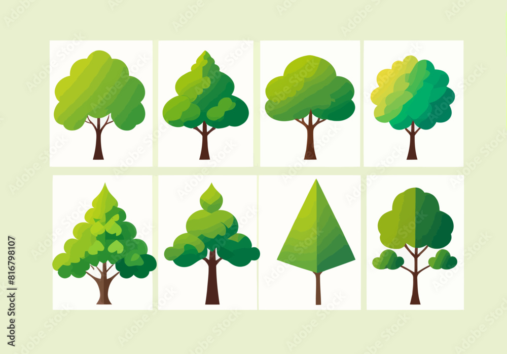 a group of trees with different shapes and sizes