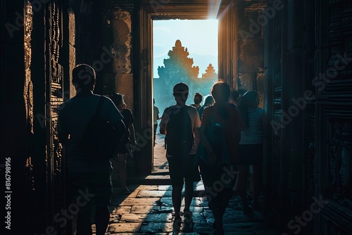 Exploring Ancient Wonders: Tourists Walking Through Historical Ruins © Julia D