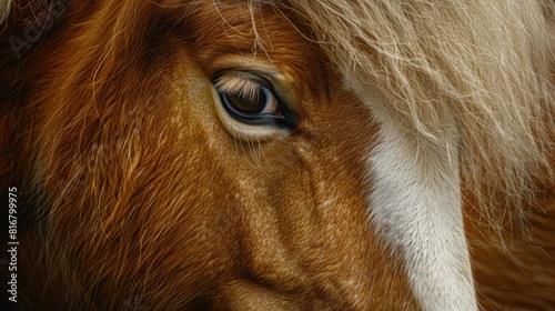 Horse with brown fur and a nose of white color