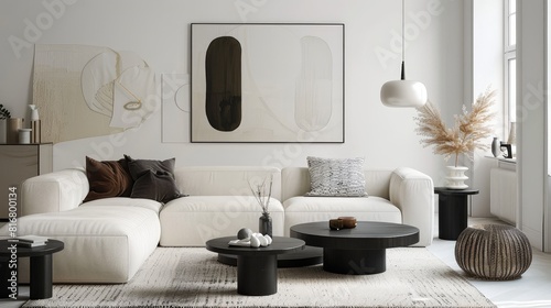 Modern nordic living room interior design style 