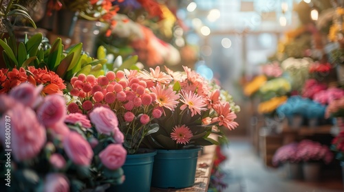 Stunning Flower Shop Interior Blurred Background