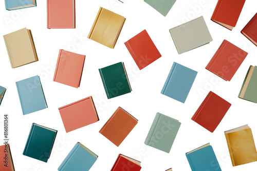 Group of Colorful Books on White Background