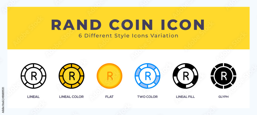 Obraz premium Rand coin vector icon. with different styles vector illustration.