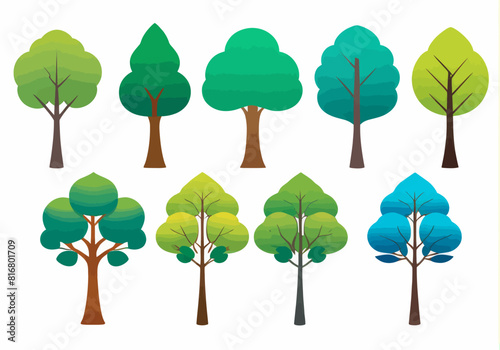 a group of trees with different colors