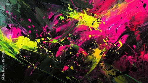 A colorful painting with splatters of paint that has a vibrant