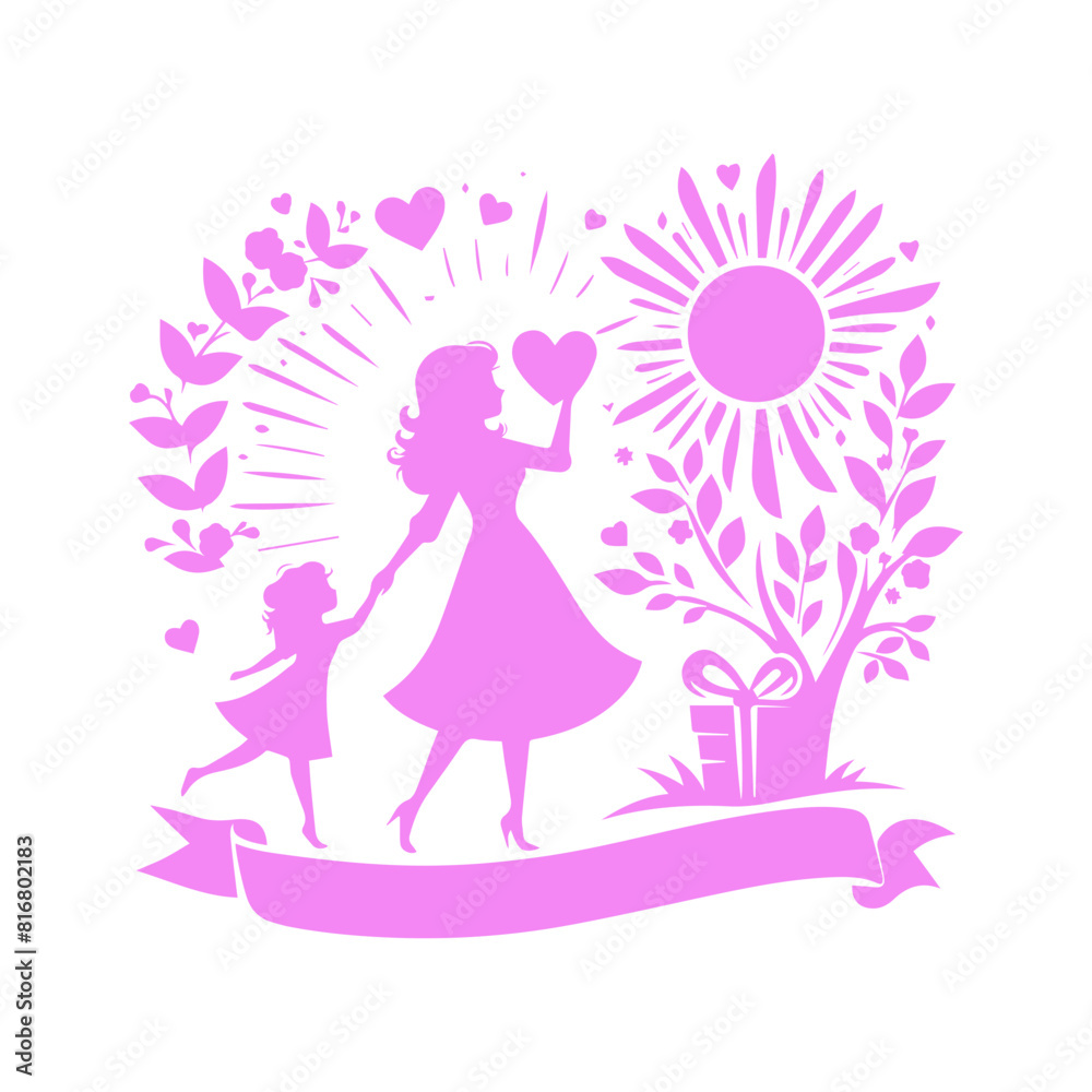 silhouettes of mother with child vector illustration silhouettes of mother with child vector illustration