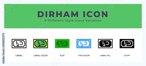 Dirham set of vector icon. For web. and mobile app
