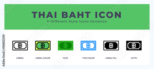 Thai baht icon set. Design elements for logo photo