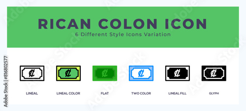 Rican colon set of simple icons great for web. app. presentation and more. photo