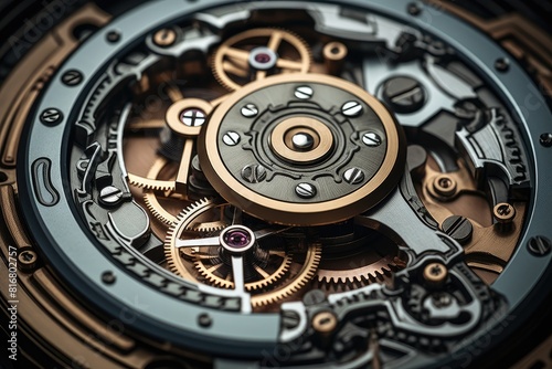 Close-up of intricate watch mechanism