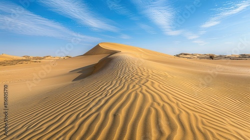 desert landscape, with rippling sand dunes stretching to the horizon