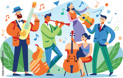 Flat illustration of a jazz musicians, vector illustration.